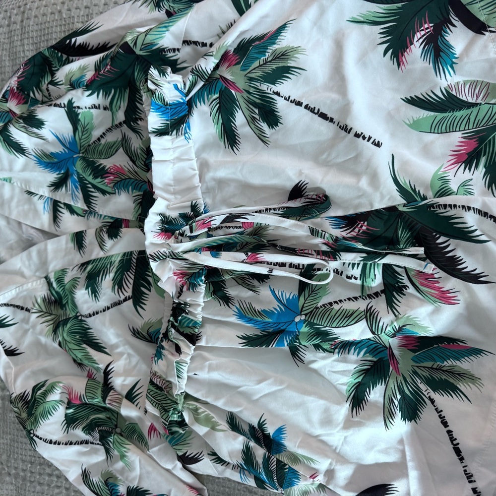 Tropical Palm Leaf Print Blouse and shorts Set